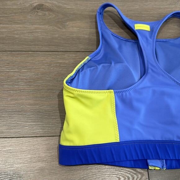 FABLETICS Purple Yellow‎ Zip-Front Racerback Shaping Compression Swim Top Size L - Picture 6 of 11